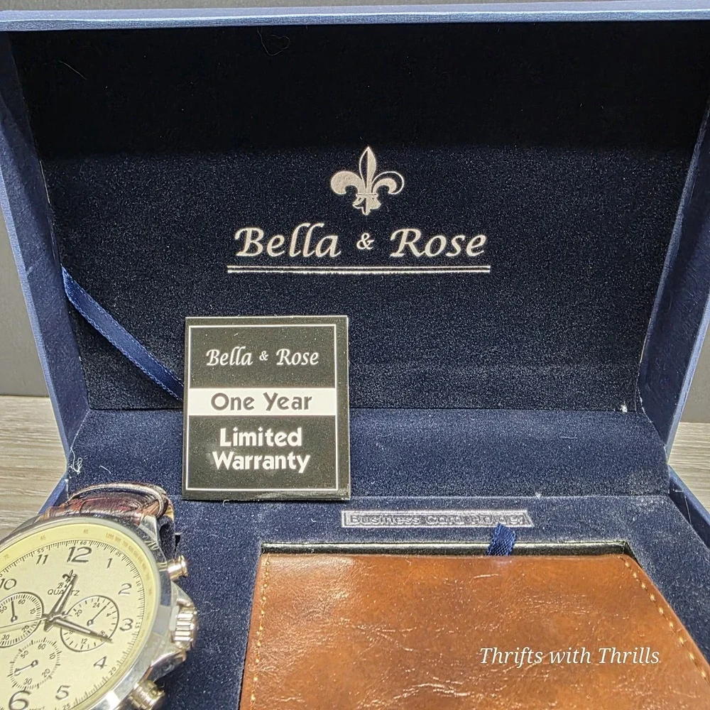 Bella & Rose Gift Set - Men's Watch, Pen, Business Card Holder Gift‎ Set - New